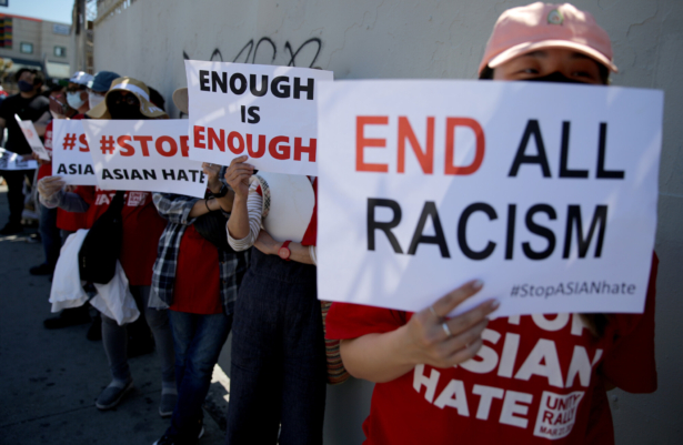 People demonstrate at the 'Stop Asian Hate March and Rally' in Koreatown in Los Angeles, Calif., on March 27, 2021. (Mario Tama/Getty Images)