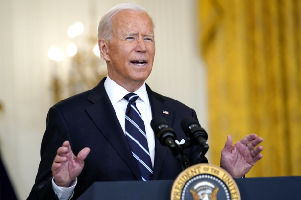 President Joe Biden speaks from the East Room of the White House in Washington, on Aug 18, 2021. (Susan Walsh/AP Photo)