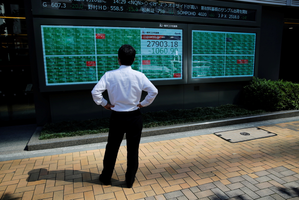 Man watches electric board