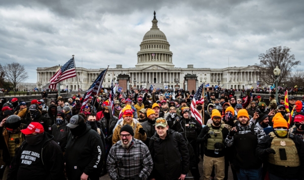 Protesters gather in front of the U.S. Capitol Building
