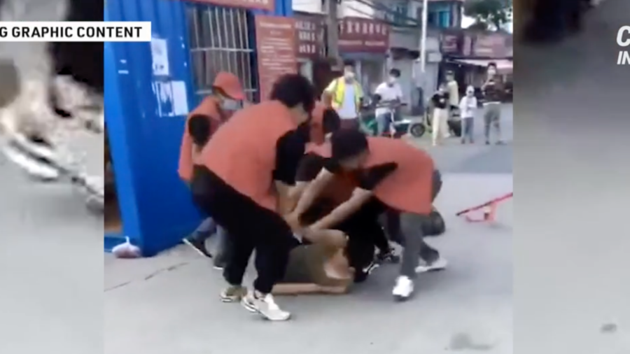 Man Clashes With Lockdown Security Guards