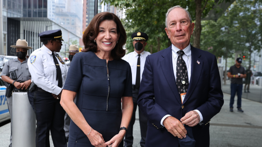 Gov. Hochul, Bloomberg Visit 9/11 Memorial