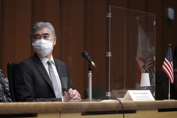 U.S. Special Representative for North Korea, Sung Kim, attends a trilateral meeting on North Korea's issues at the Foreign Ministry in Tokyo on Sept. 14, 2021. (Eugene Hoshiko/AP Photo)