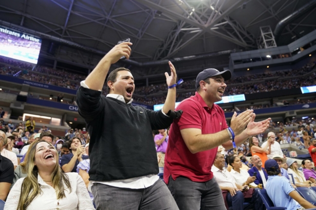 Fans cheer Jenson Brooksby, of the United States, in his match against Novak Djokovic, of Serbia, during the fourth round of the U.S. Open tennis championships in New York on Sept. 6, 2021. (John Minchillo/AP Photo)