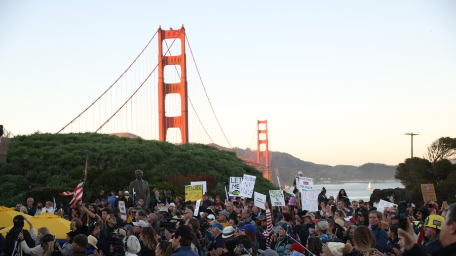 California Golden Gate Bridge Vaccine Mandate Protest