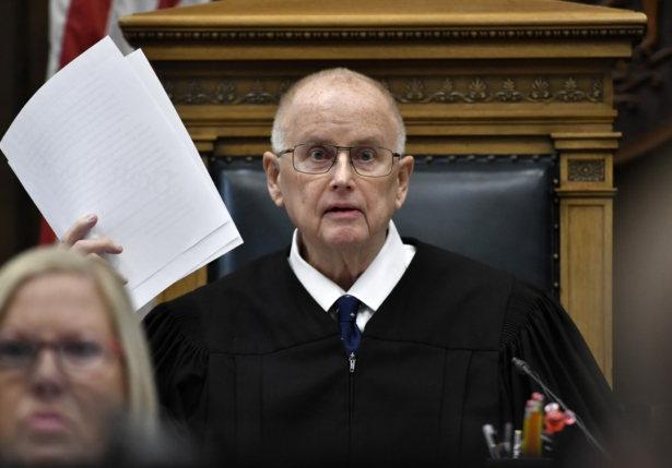 Judge Bruce Schroeder speaks to issues on jury instruction during Kyle Rittenhouse's trial at the Kenosha County Courthouse in Kenosha, Wis., on Nov. 15, 2021. (Sean Krajacic/The Kenosha News via AP, Pool)