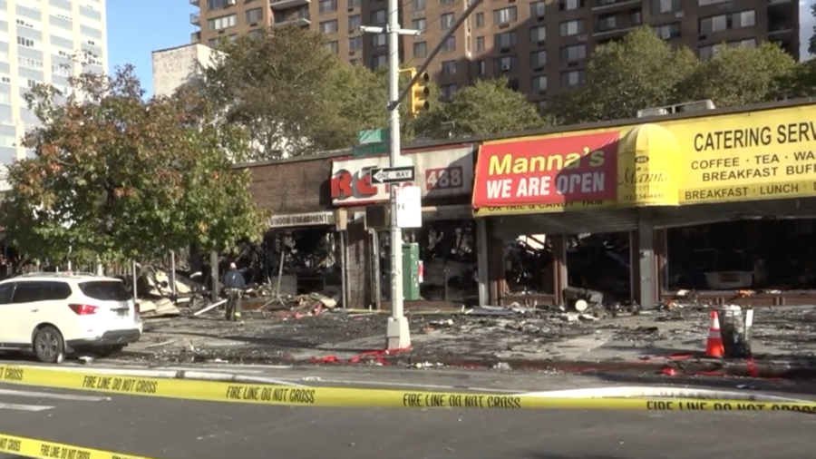 Harlem Blaze Destroys Shops Near Fire Station