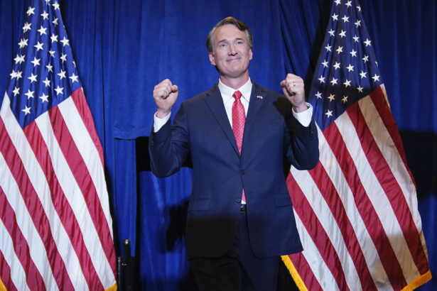 Virginia Gov.-elect Glenn Youngkin arrives to speak at an election night party in Chantilly, Va., on Nov. 3, 2021. (AP Photo/Andrew Harnik)