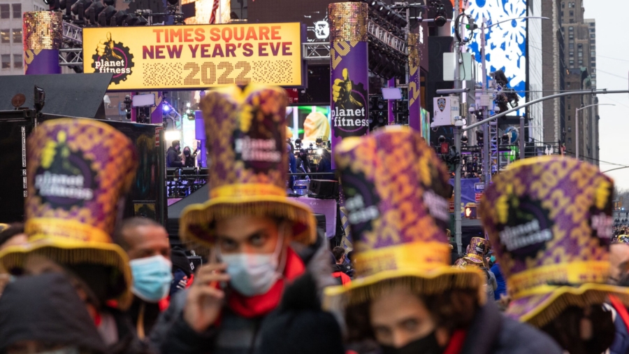Revelers Gather at Times Square for Ball Drop