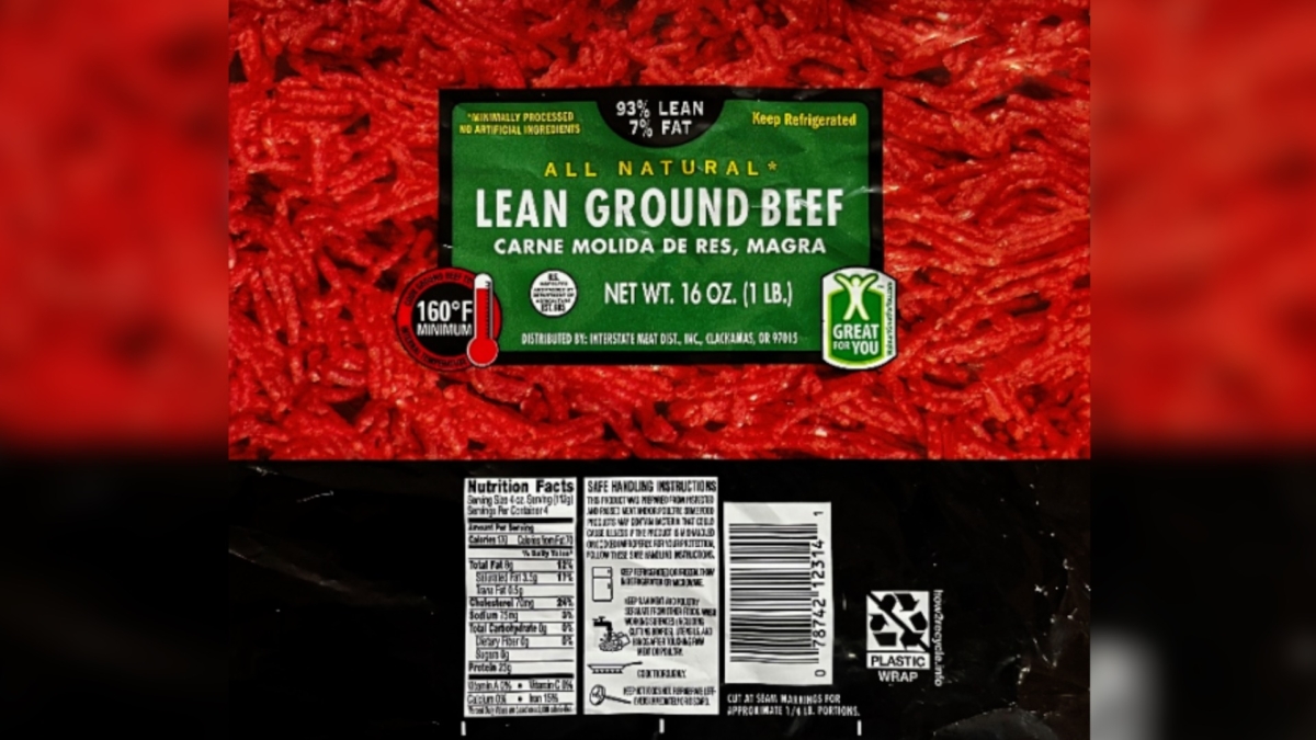 The label of a recalled ground beef product sold at Walmart stores. (Courtesy of U.S. Department of Agriculture’s Food Safety and Inspection Service)