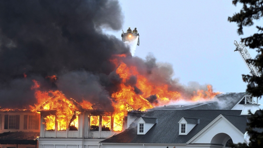 Fire Burns at Oakland Hills Golf Club in Suburban Detroit