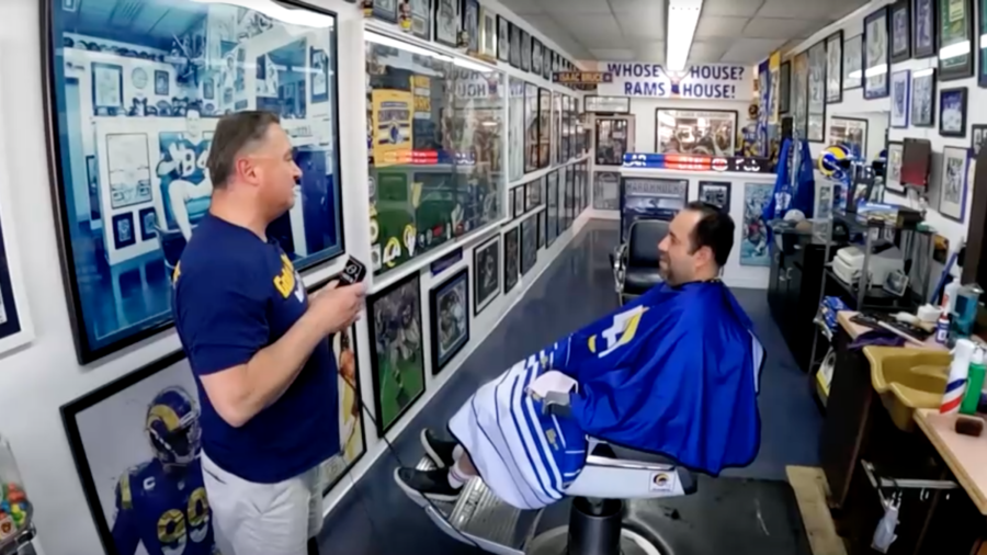Los Angeles Barber Shop Filled With Rams Memorabilia