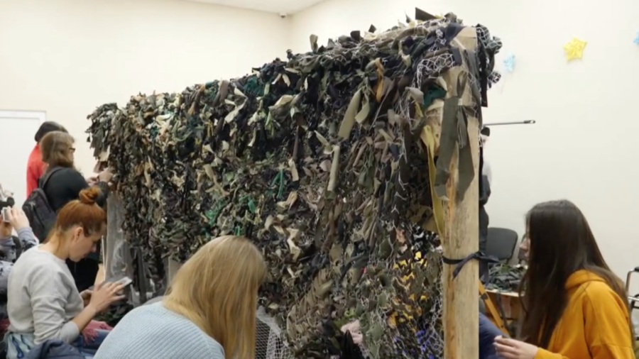 Ukrainians Unite to Weave Camouflage Nets