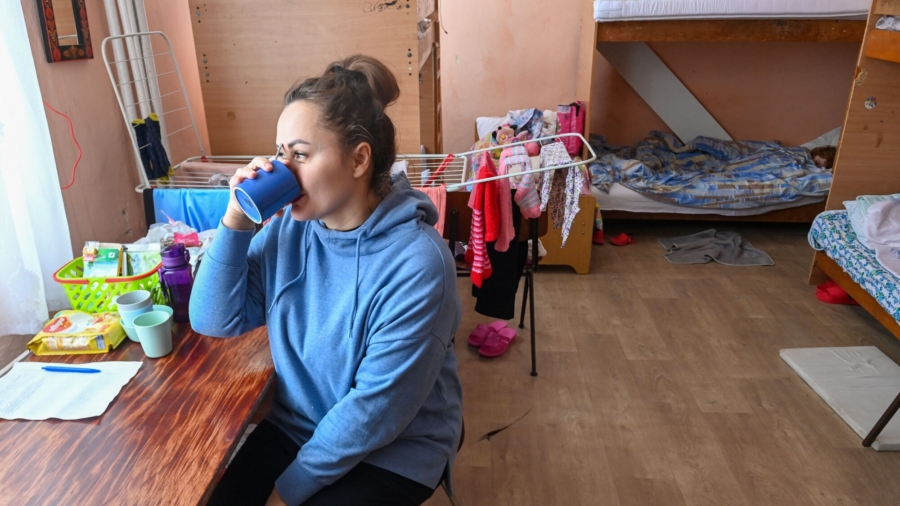 Displaced Ukrainians Shelter in a School