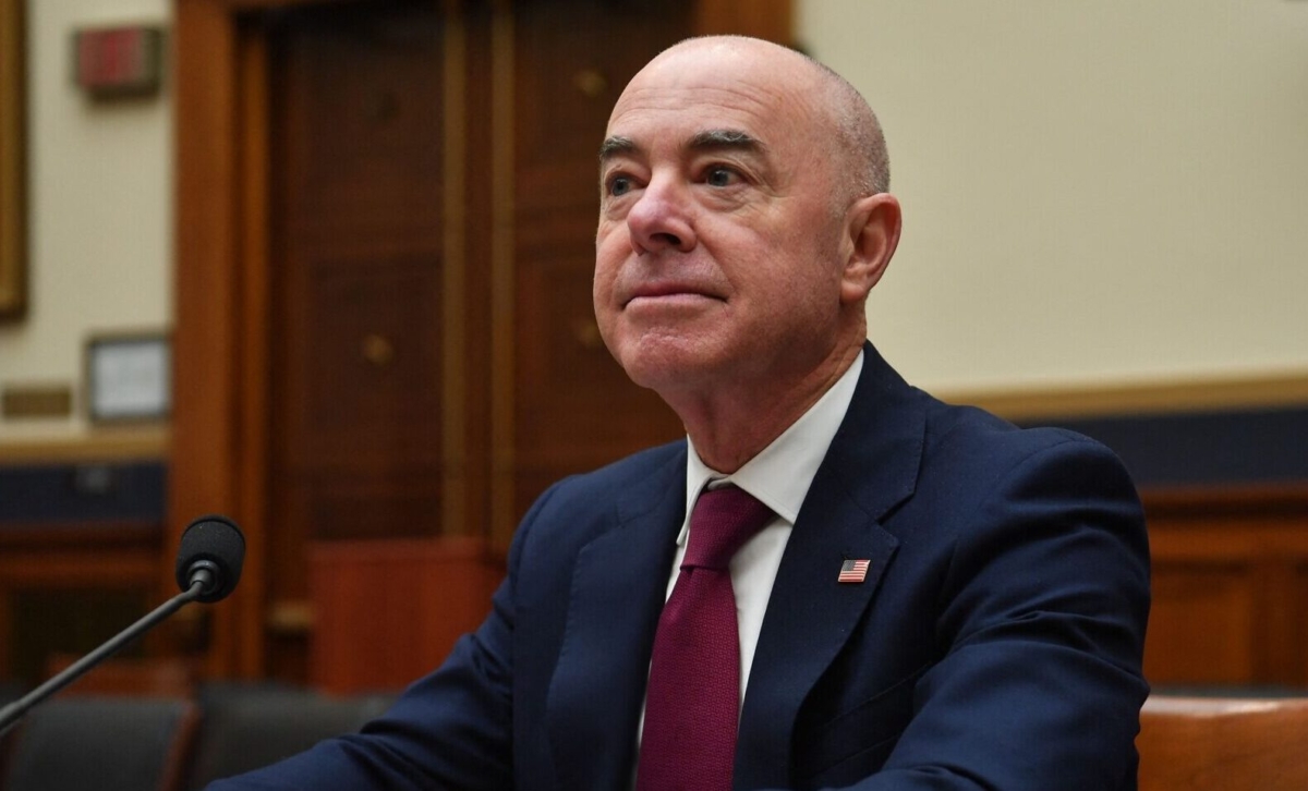 Department of Homeland Security Secretary Alejandro Mayorkas testifies before a House Committee hearing on "Oversight of the Department of Homeland Security" on Capitol Hill in Washington, on April 28, 2022. (Nicholas Kamm/AFP via Getty Images)
