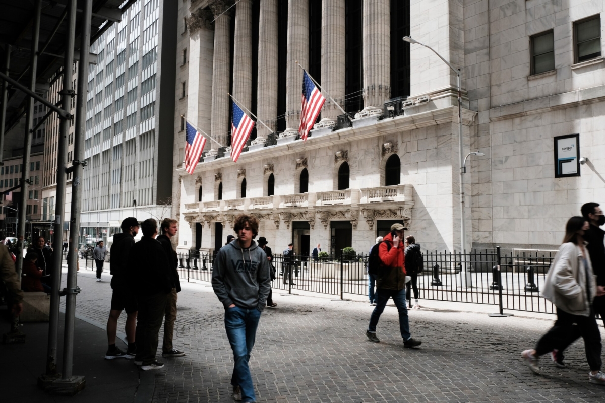 The New York Stock Exchange (NYSE) in New York, on April 4, 2022. (Spencer Platt/Getty Images)