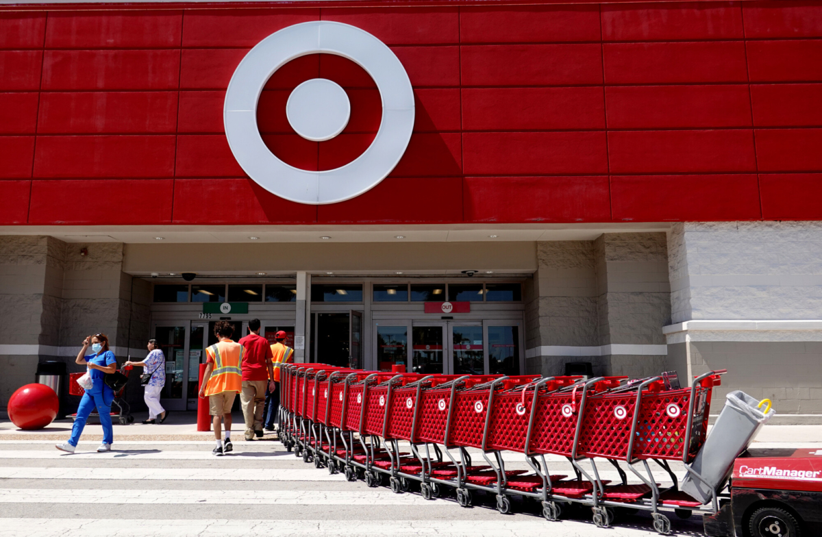 Carts are brought into a Target store in Miami, Fla., on May 18, 2022. (Joe Raedle/Getty Images)