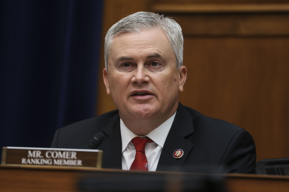 House Oversight and Reform Committee ranking member James Comer (R-Ky.) speaks during a hearing on Capitol Hill in Washington on May 12, 2021. (Jonathan Ernst/Pool/Getty Images)