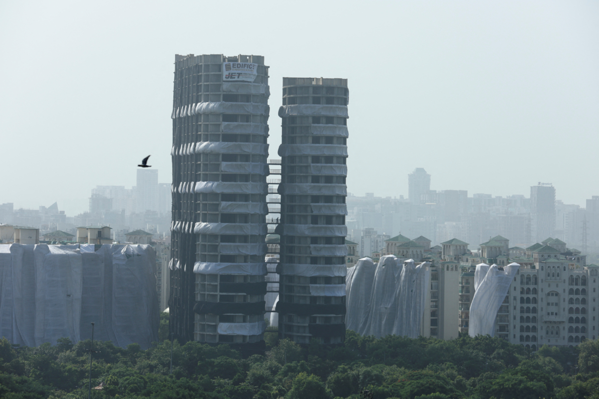 Supertech Twin Towers ahead of its scheduled demolition in Noida, India, on Aug. 28, 2022. (Anushree Fadnavis/Reuters)
