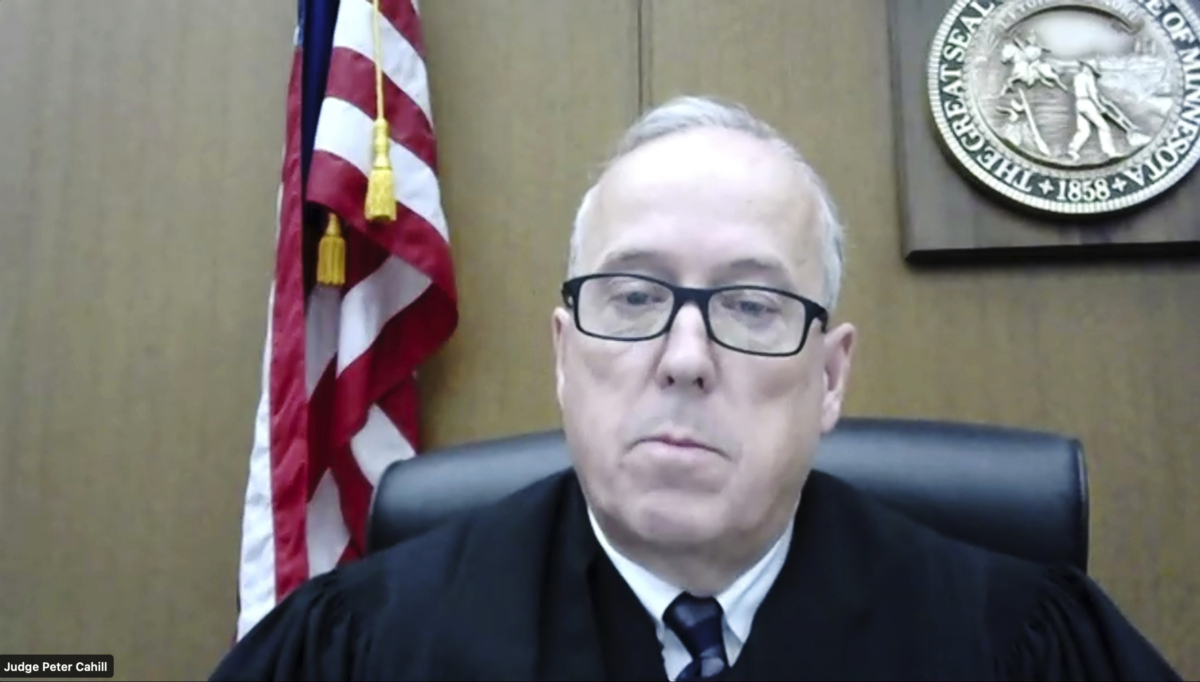 Hennepin County Judge Peter Cahill speaks while sentencing former Minneapolis Police Officer Thomas Lane in Minneapolis on Sept. 21, 2022, in a still from video. (Minnesota Attorney General's Office via AP)