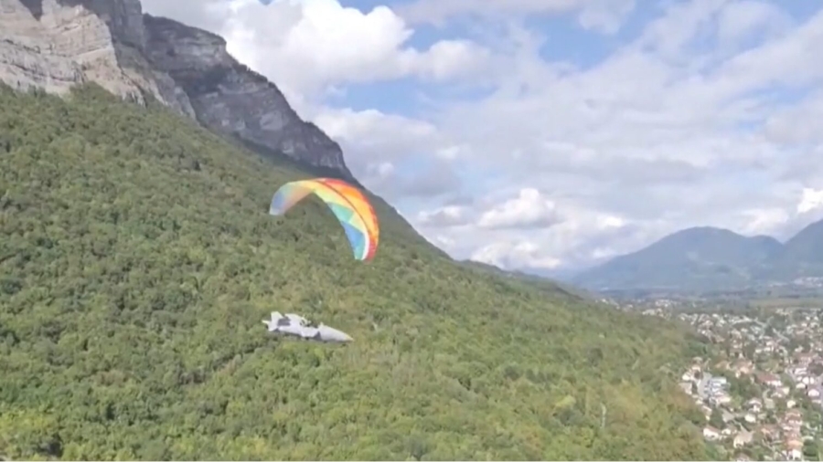 Flying Carnival Over French Alps