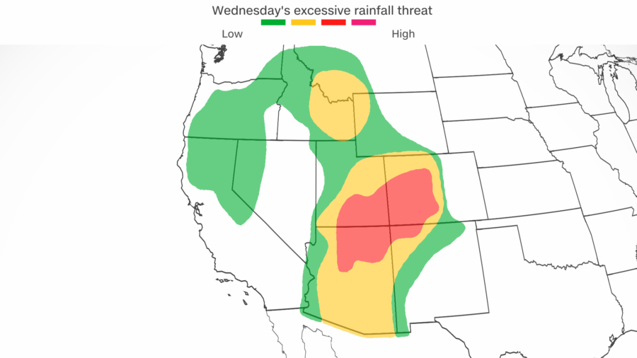 Flash Flooding Likely in the Desert Southwest and Rockies on Wednesday