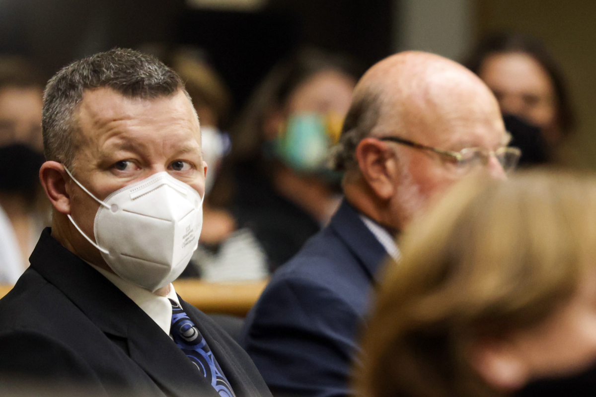 Paul Flores looks on at the second day of his preliminary hearing on Aug. 3, 2021. (David Middlecamp/The Tribune (of San Luis Obispo) via AP, Pool)