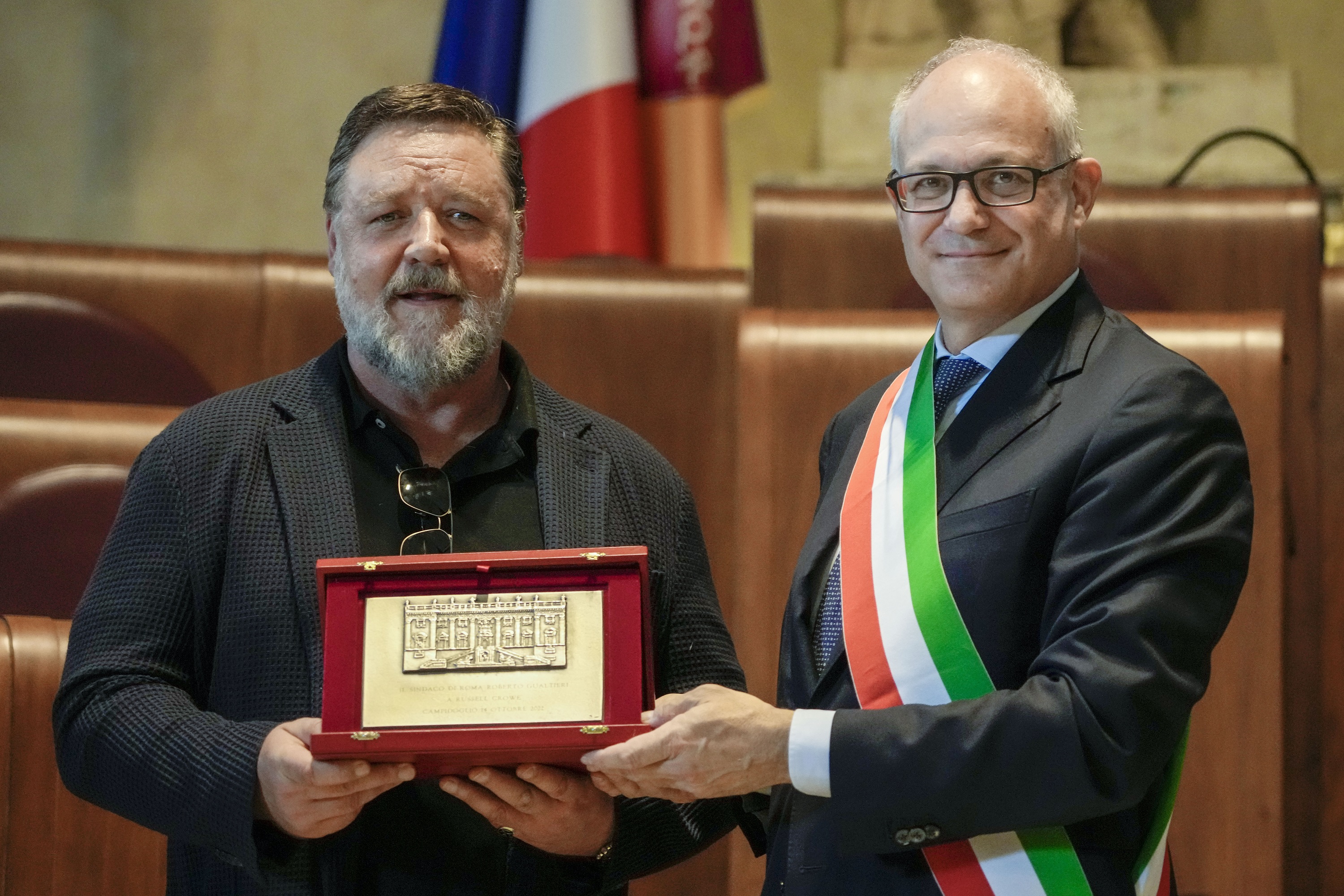 ‘Gladiator’ Actor Russell Crowe Feted in Rome