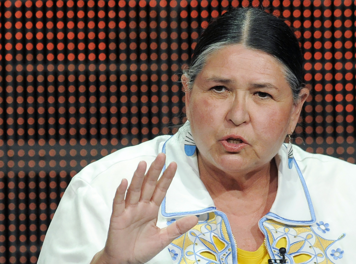 Activist and actress Sacheen Littlefeather takes part in a panel discussion on the PBS special "Reel Injun" at the PBS Television Critics Association summer press tour in Beverly Hills, Calif., on Aug. 5, 2010. (Chris Pizzello/AP Photo)