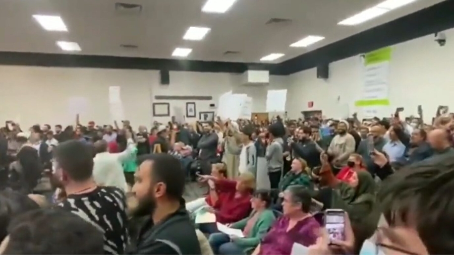 Muslim, Christian Parents Protest LGBTQ Books at School Board Meeting