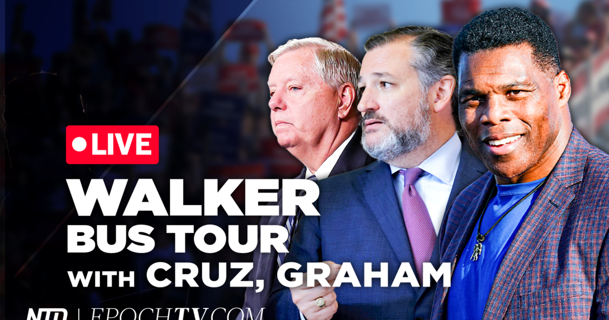 Herschel Walker Bus Tour With Ted Cruz and Lindsey Graham NTD