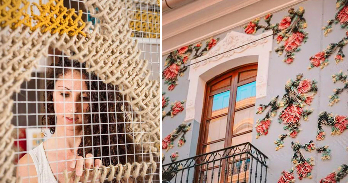 Artist Brightens Up Streets in Spain With Traditional Embroidery NTD