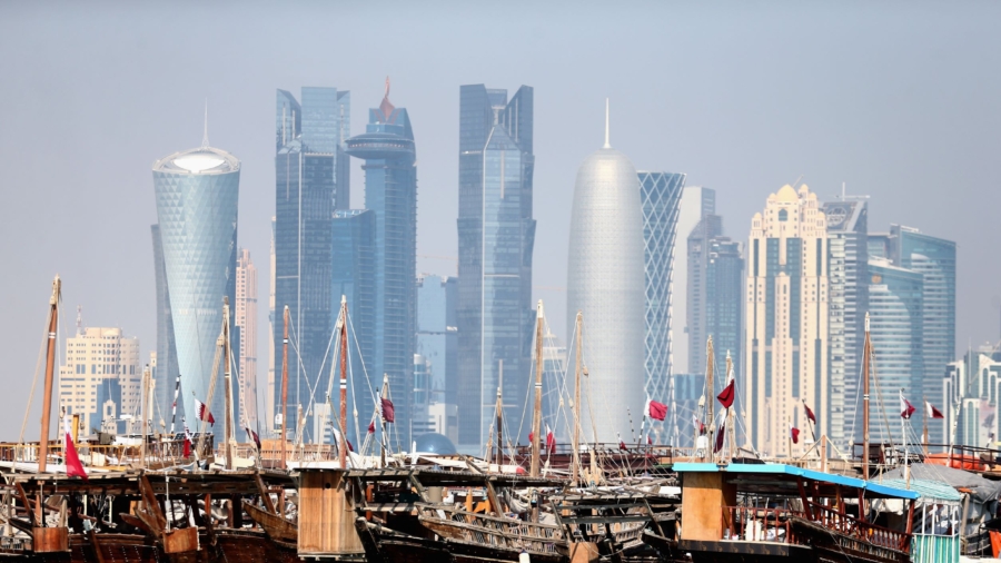 Fire Sends Smoke Over Doha Skyline During World Cup in Qatar