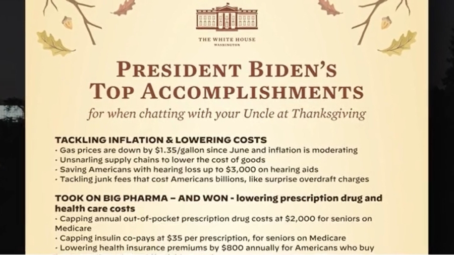 White House Releases Thanksgiving 'Talking Points'