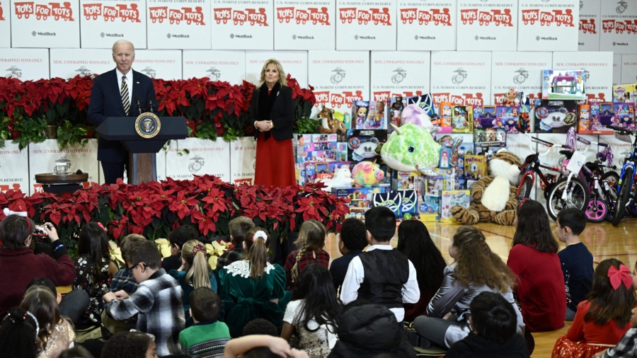 The Bidens Participate in a US Marine Corps Reserve Toys for Tots Event