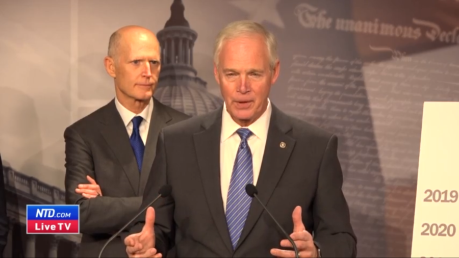 Republican Senators Hold Press Conference on Pelosi–Schumer Spending Bill