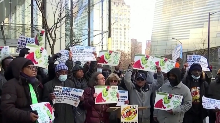 NYC Uber Drivers Rally as Uber Sues the City Over Fare Increase Plan