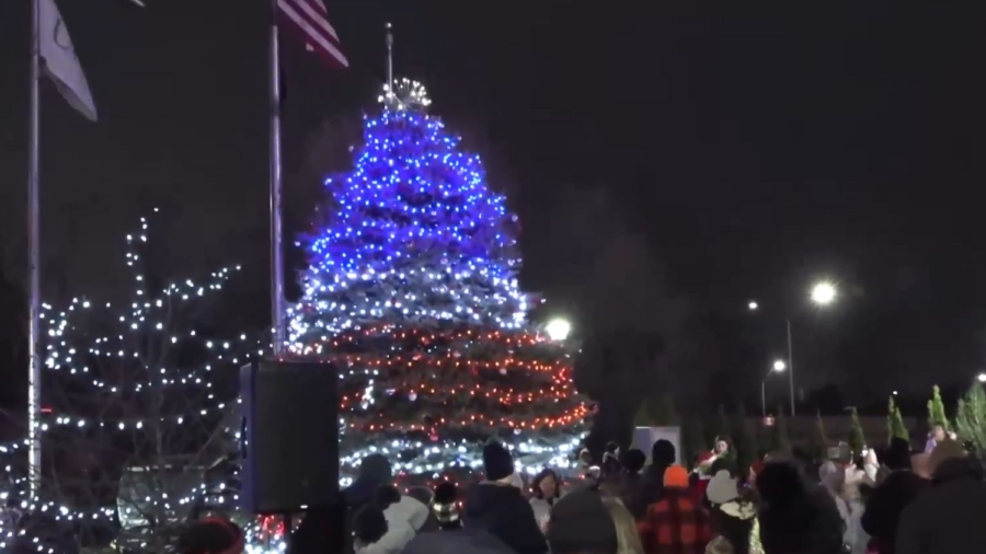 Christmas Tree Lighting Celebration in Downtown Utica, Michigan