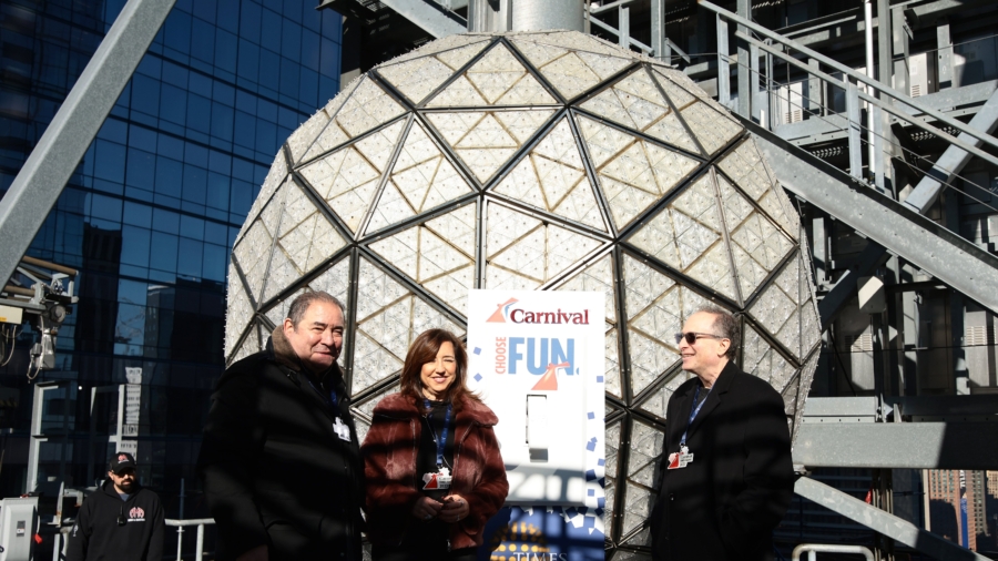 Test Run of Crystal Ball Drop at Times Square