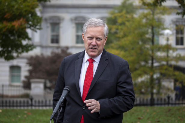 Then-White House Chief of Staff Mark Meadows talks to reporters at the White House in Washington, on Oct. 21, 2020. (Tasos Katopodis/Getty Images)