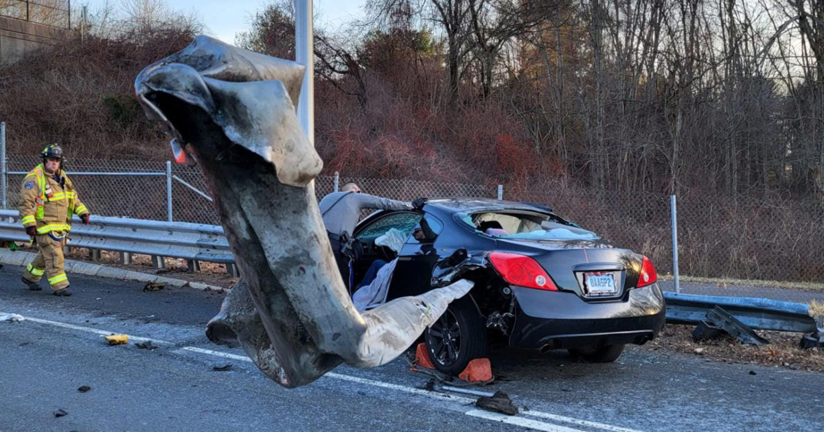 Shocking Photos Show the Aftermath of a Connecticut Car Impaled by a