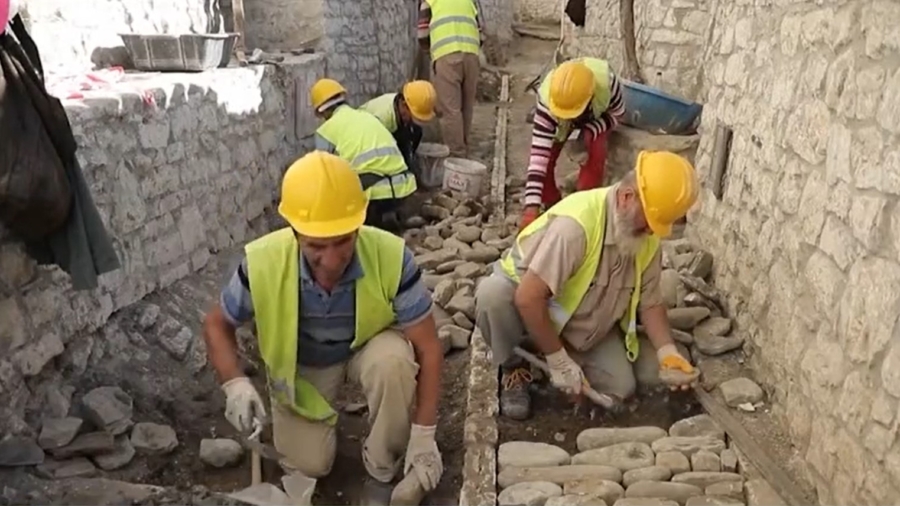 Albanian Stonemasons Restore Cobblestones