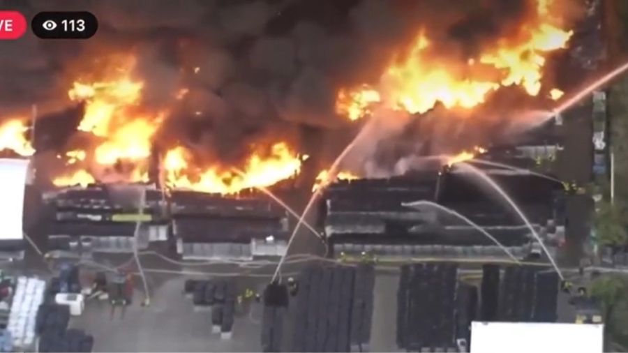 Massive Several-Acre Fire Breaks Out Near Florida Warehouse