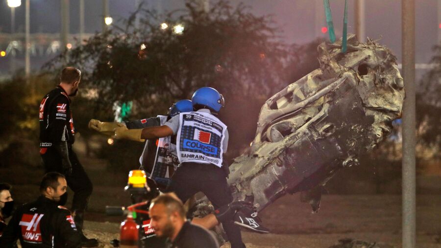 Burnt Remains of Grosjean's Car On Display in Madrid Exhibit