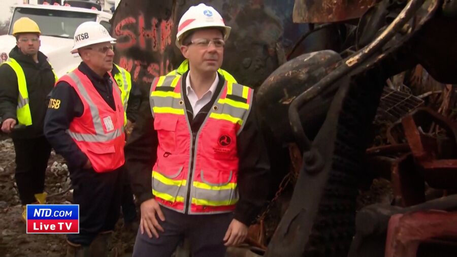 Buttigieg Holds Press Conference at Ohio Train Derailment Site