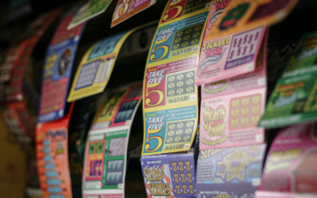 Wall of scratch-off lottery tickets at a bodega in downtown Manhattan, New York, on Sep 14, 2003. (Wirestock Creators/Shutterstock)