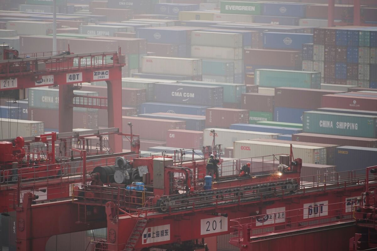 Containers at the Yangshan Deep Water Port in Shanghai
