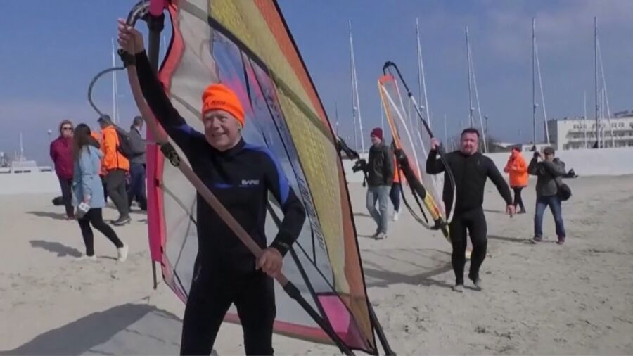 Polish 88-Year-Old Chases Windsurfing Record