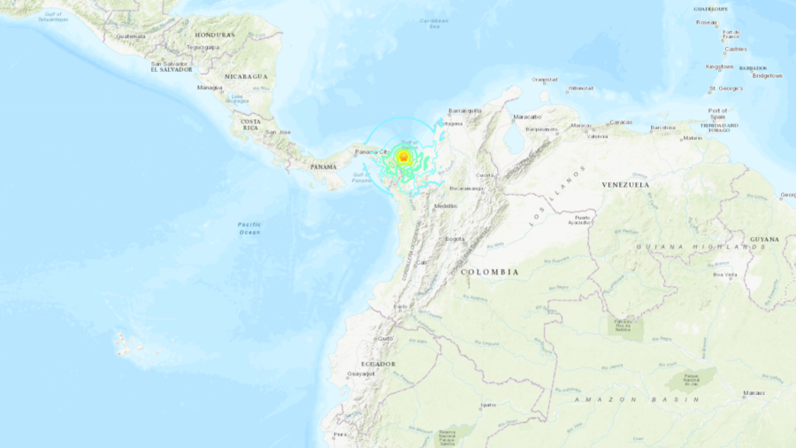 Strong Magnitude 6.6 Earthquake Strikes in Caribbean Just Off Border Between Panama and Colombia