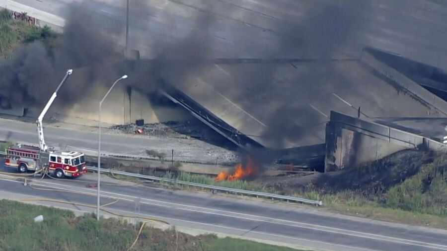 Section of Heavily Traveled I-95 Collapses in Philadelphia After Tanker Truck Catches Fire